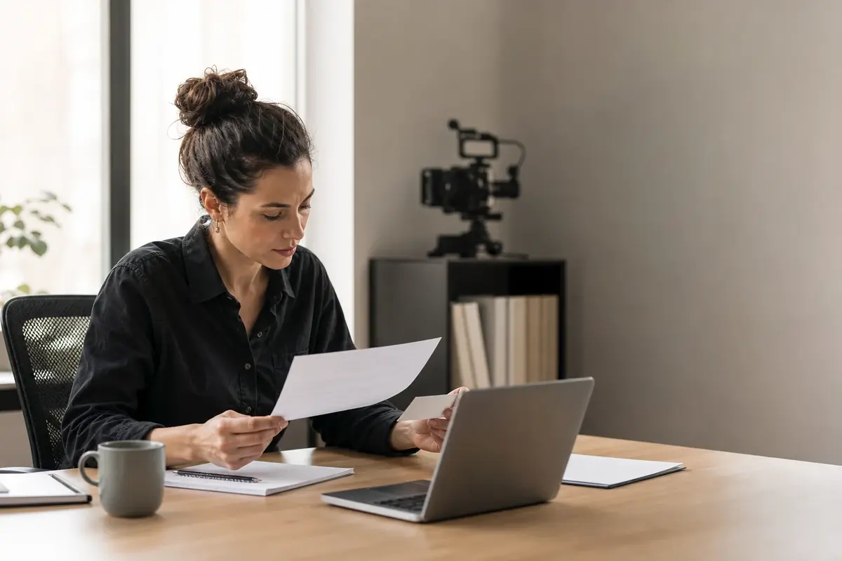 Illustration de la consultation de documents et de données professionnelles